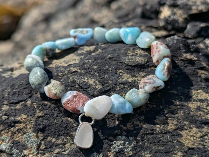 Larimar Bracelet with Cornish Sea Glass Charm - Image 3