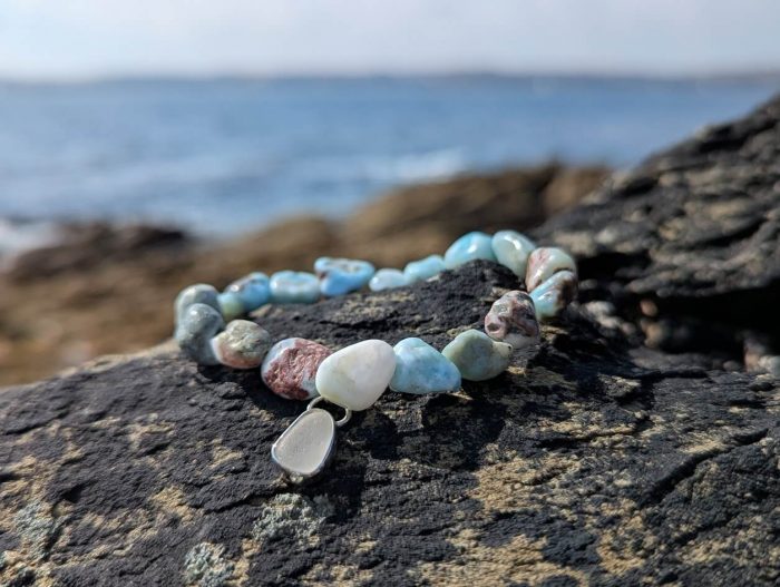 Larimar Bracelet with Cornish Sea Glass Charm - Image 4