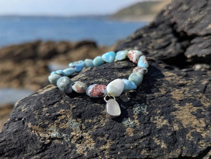Larimar Bracelet with Cornish Sea Glass Charm - Image 5