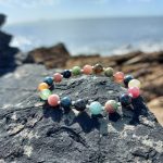 Multi Coloured Tourmaline Bracelet with Silver Beads 1 Tourmaline black green pink blue silver bracelet 1