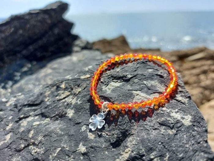 Swarovski orange crystal silver lucky charm bracelet 6