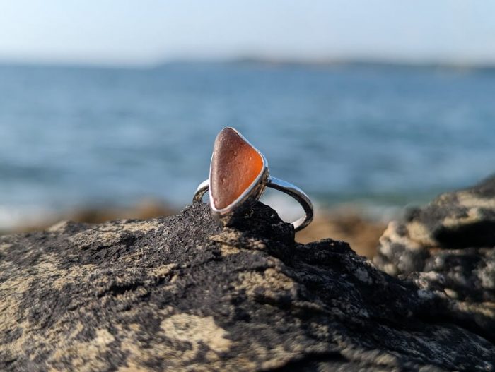 Amber Sea Glass Ring 1