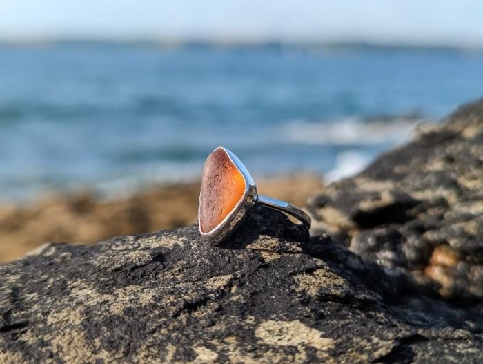 Amber Sea Glass Ring 6