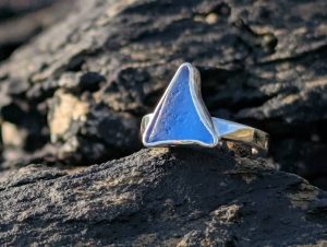 Blue Sea Glass Ring 1a