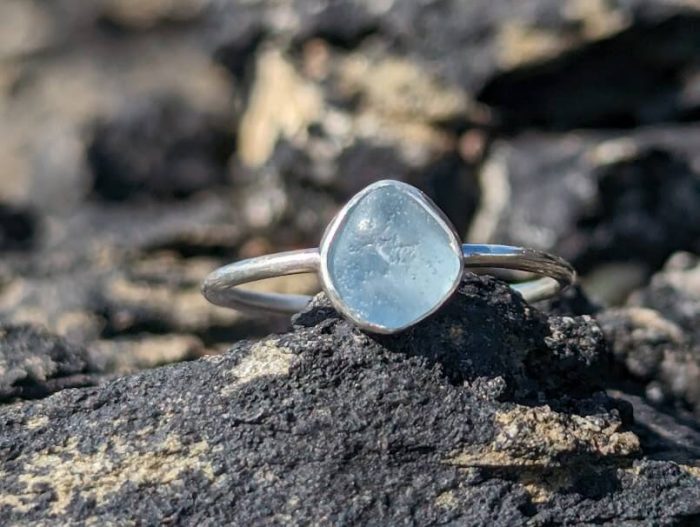 Blue seaglass ring 1