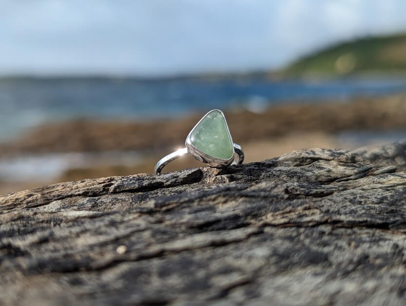 Elegant Oval Emerald Green Aventurine Statement Ring in Sterling Silver |  Vertical Setting - Gilded Bug Jewelry