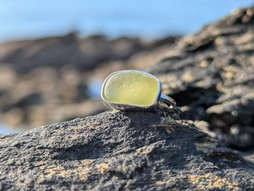 Lime Green Sea Glass Ring 1