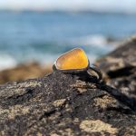 Orange Cornish Sea Glass Ring 1