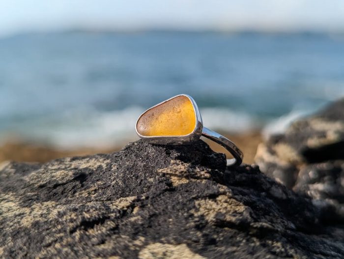 Orange Cornish Sea Glass Ring 4