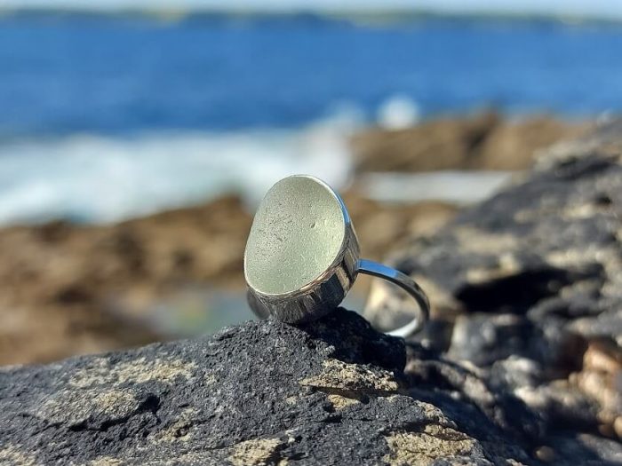 Sea Glass Seafoam Ring Silver