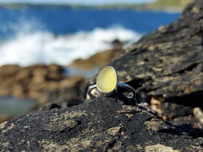 Yellow Sea Glass Ring 1