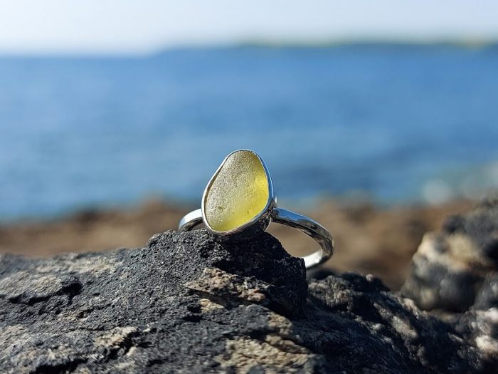 Yellow Sea Glass Ring 2