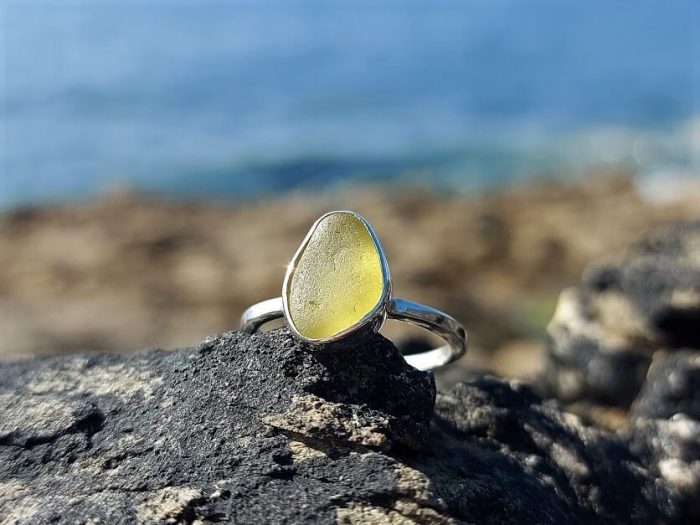 Yellow Sea Glass Ring 3