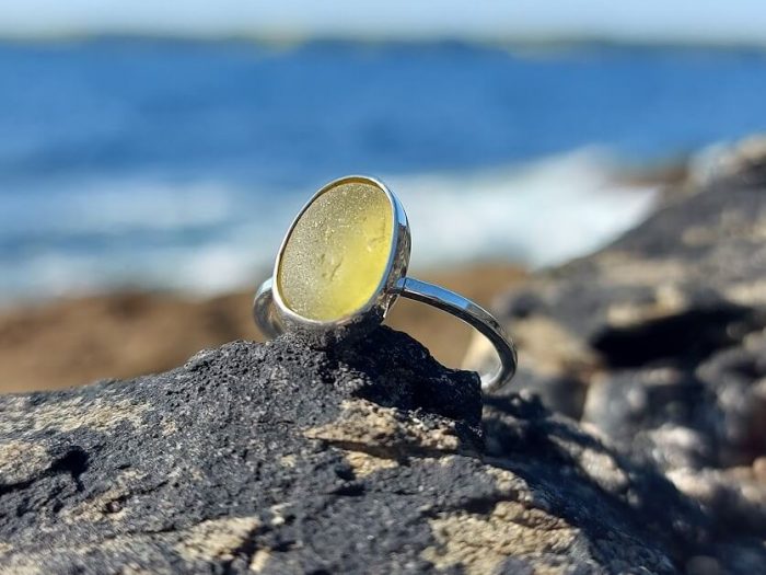 Yellow Sea Glass Ring 4