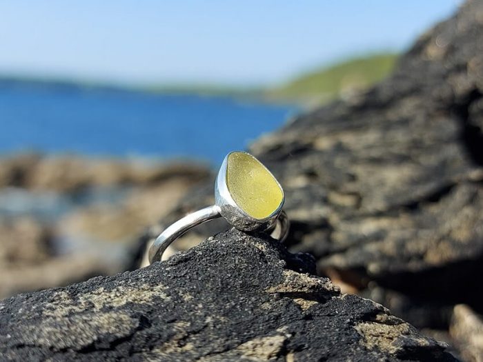 Yellow Sea Glass Ring 4
