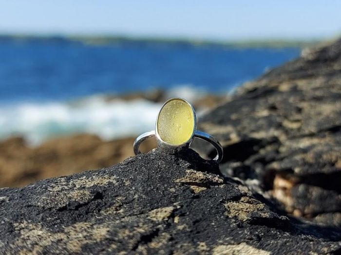 Yellow Sea Glass Ring 5