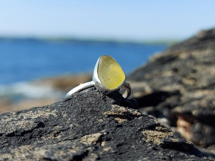 Yellow Sea Glass Ring 5