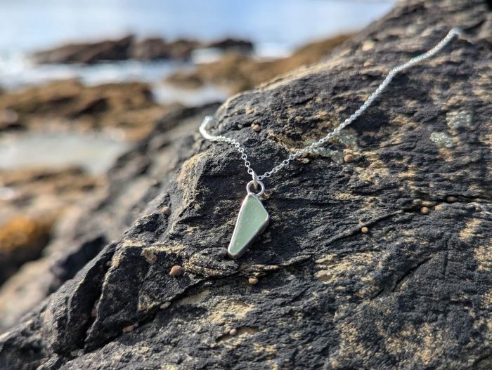 Cornish Sea Glass Necklace Pale Green 925 Sterling Silver - Image 2