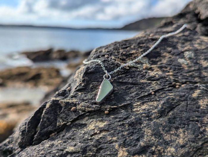 Cornish Sea Glass Necklace Pale Green 925 Sterling Silver - Image 5