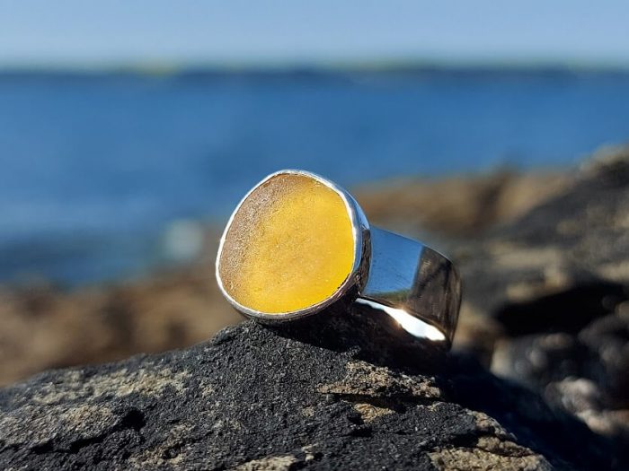 Orange Sea Glass Ring 2
