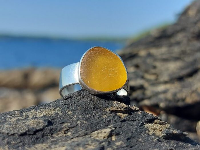 Orange Sea Glass Ring 3