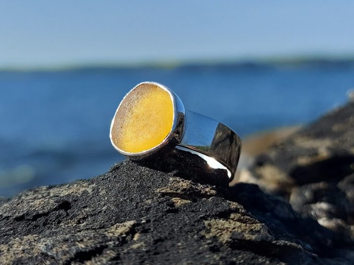 Orange Sea Glass Ring 4