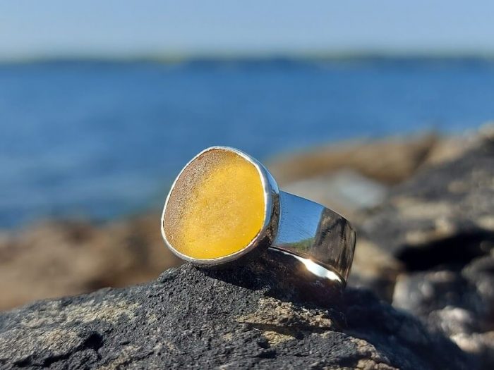 Orange Sea Glass Ring 6