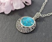 Vintage Silver Necklace Turquoise & Marcasite