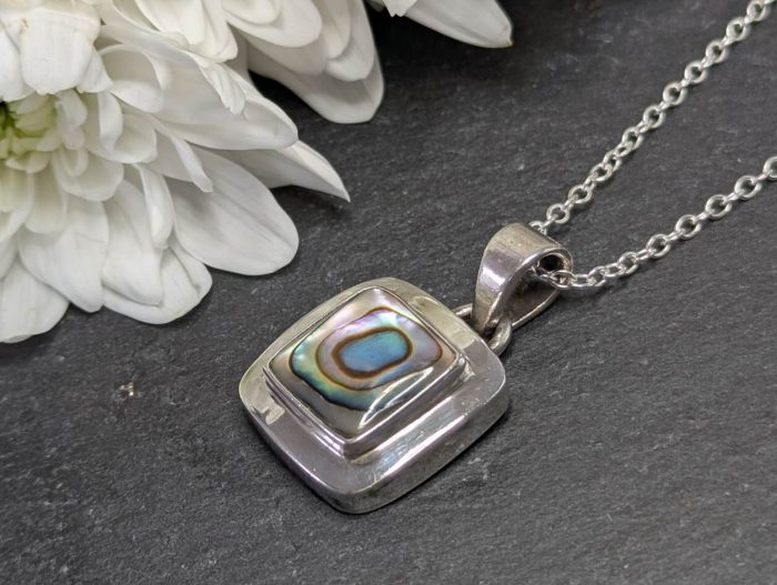 Vintage Abalone Pendant Sterling Silver - Image 3