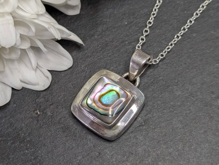Vintage Abalone Pendant Sterling Silver - Image 4