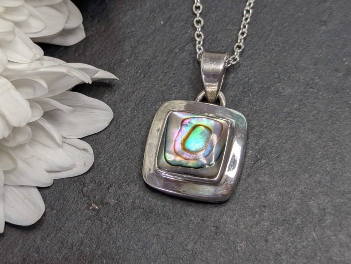 Vintage Abalone Pendant Sterling Silver - Image 5
