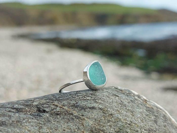Aquamarine Sea Glass Ring 2