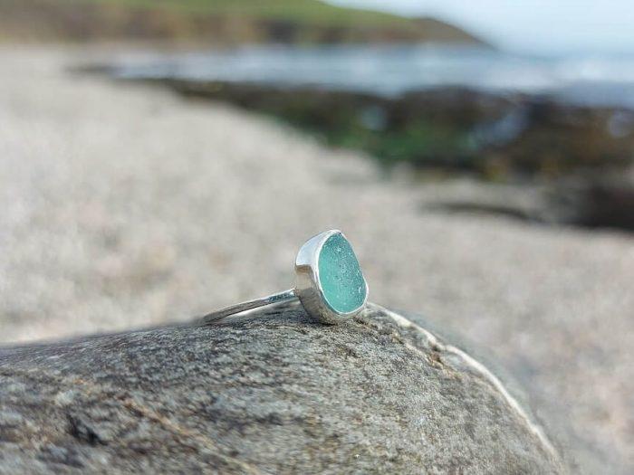 Aquamarine Sea Glass Ring 3