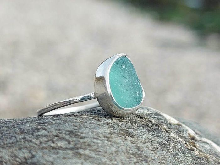 Aquamarine Sea Glass Ring 5