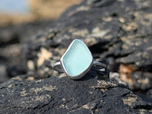 Sea Glass Aqua 925 Sterling Silver Ring 1