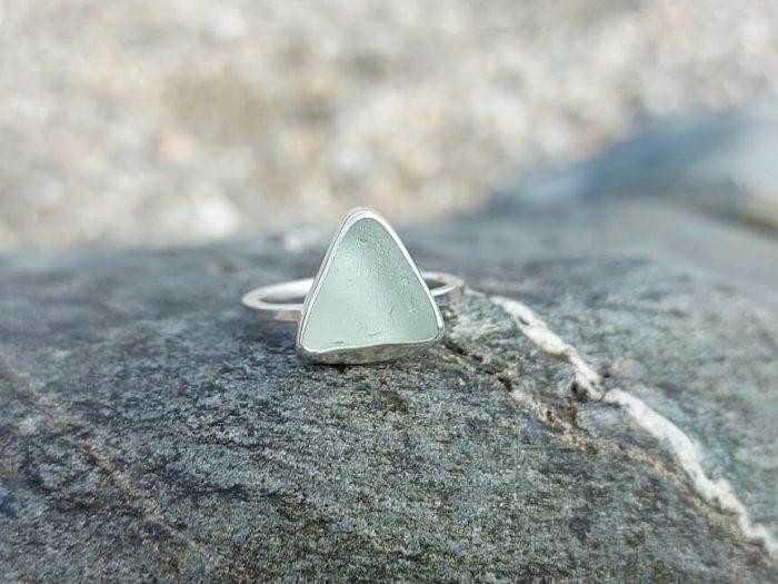 Seafoam Green Seaglass Sterling Silver Ring