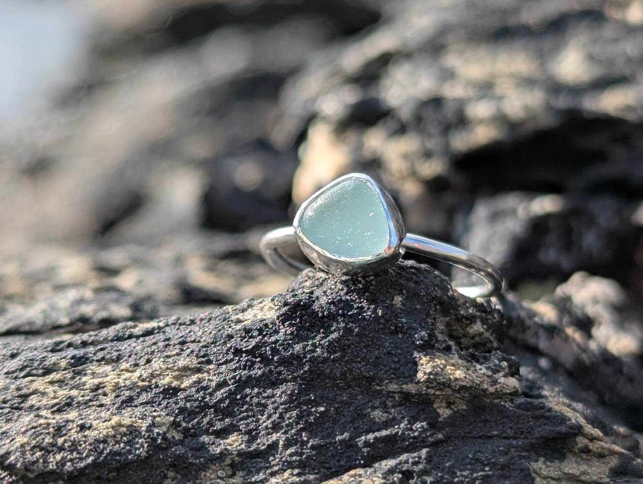 Seafoam Green Sea Glass Ring 1a