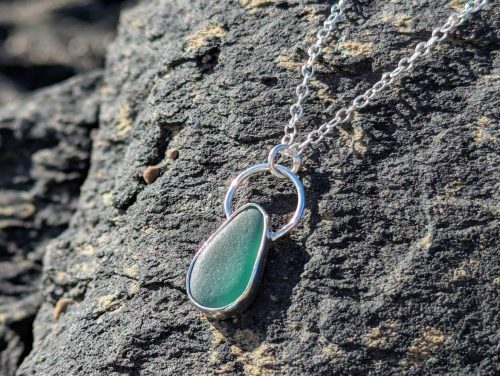 Emerald Green Cornish Sea Glass Necklace 1