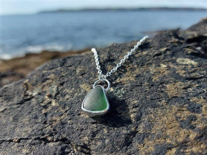 Green Sea Glass Necklace 5