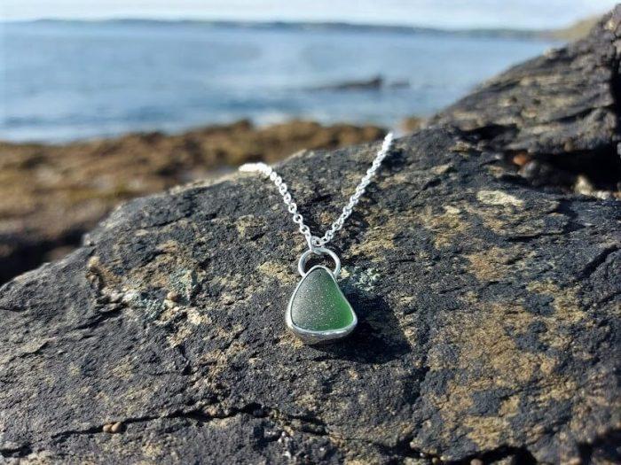 Green Sea Glass Necklace 6
