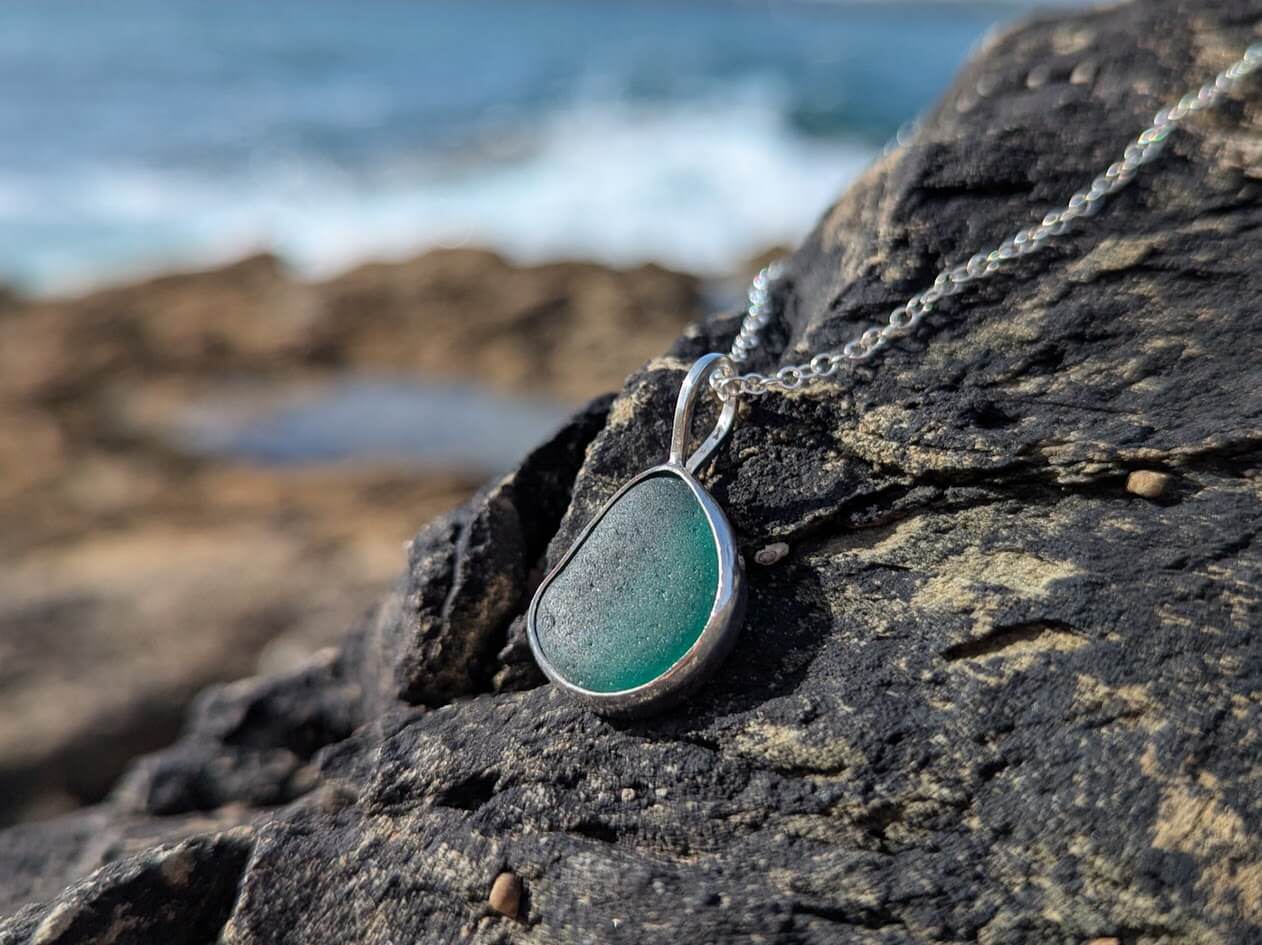 Sea Glass Pendant Teal 1