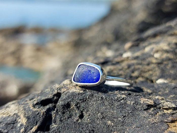 Cobalt Blue Seaglass Ring