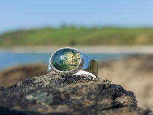 Moss Agate Silver Ring 1