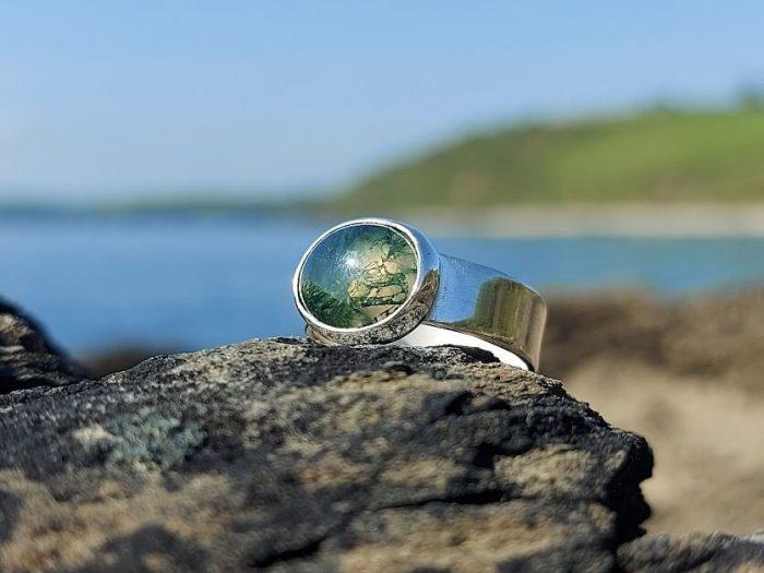 Moss Agate Silver Ring 2