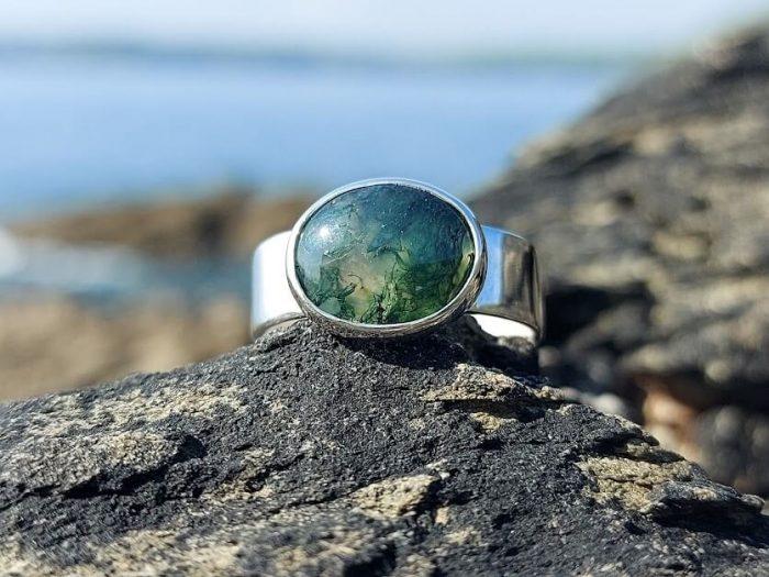 Moss Agate Silver Ring 3