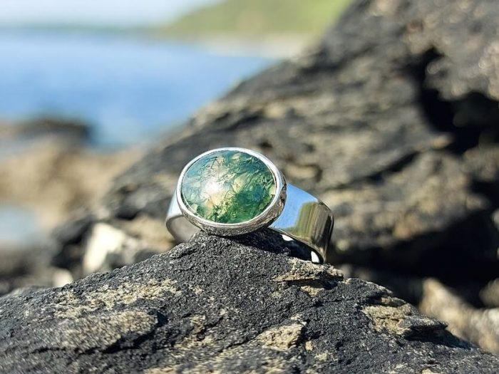 Moss Agate Silver Ring 4
