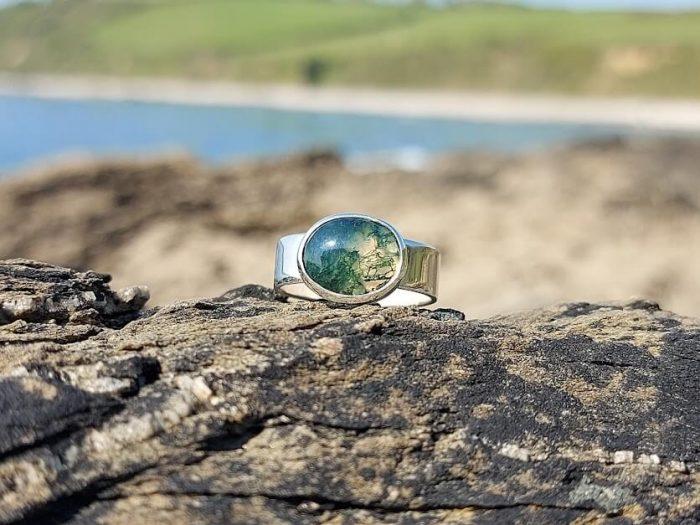 Moss Agate Silver Ring 5