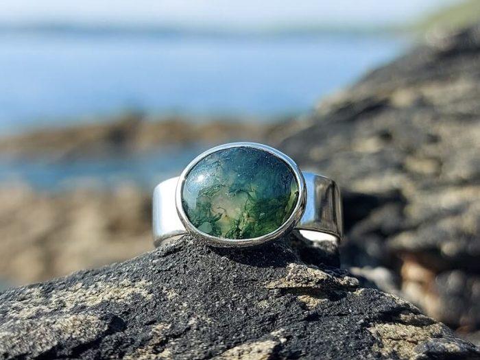 Moss Agate Silver Ring 6