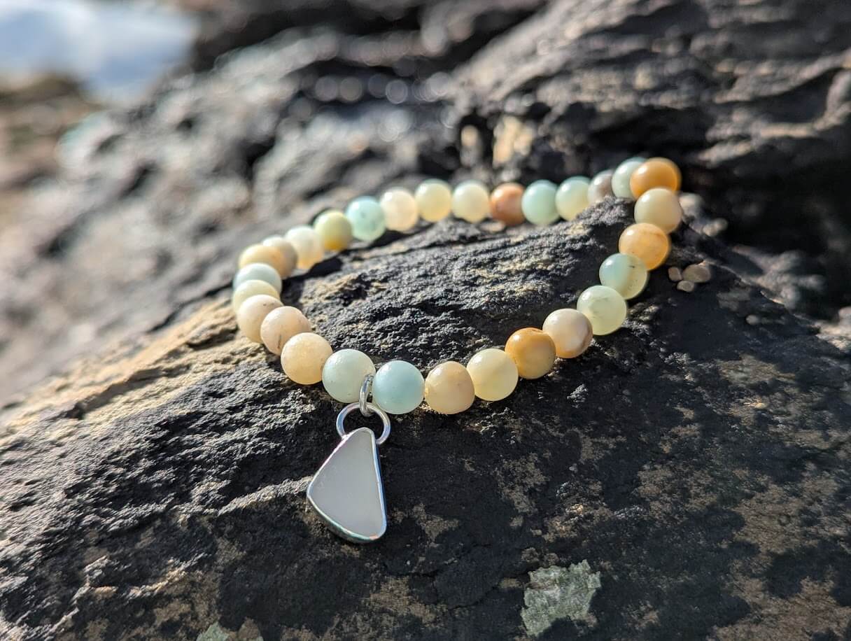 Sea Glass Bracelet Silver - Flower Amazonite - Image 6