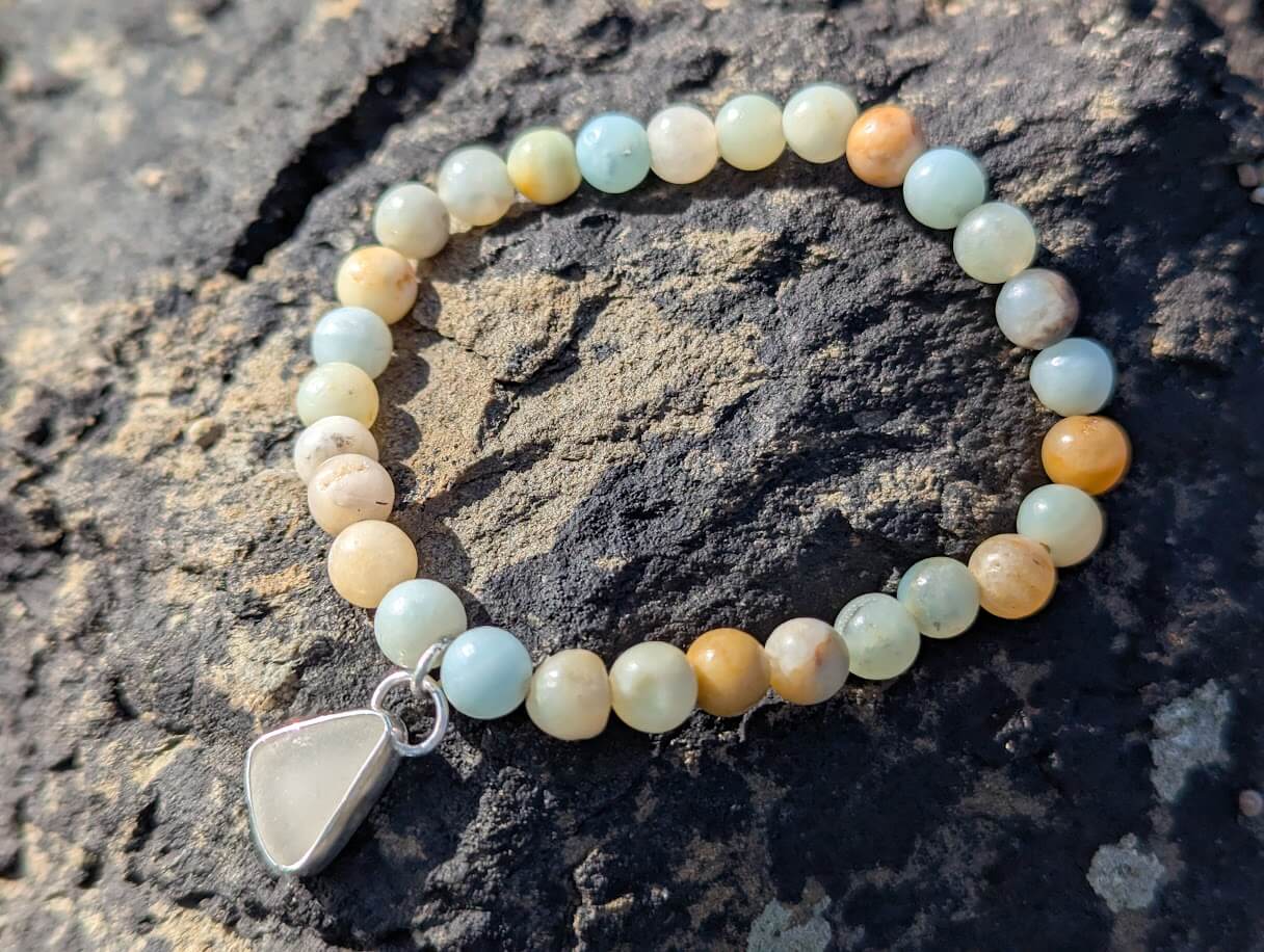 Sea Glass Bracelet Silver - Flower Amazonite - Image 5